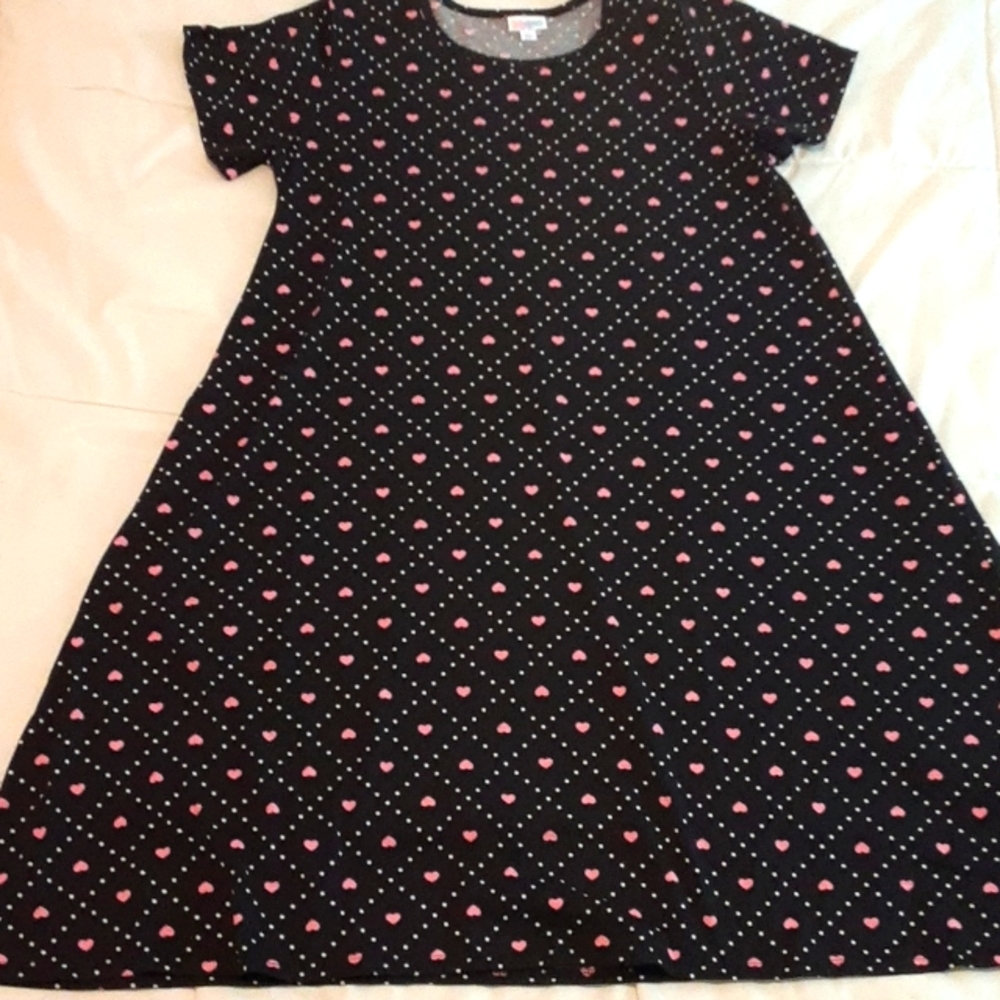 LuLaRoe Pink and Black A-Line Mini Dress